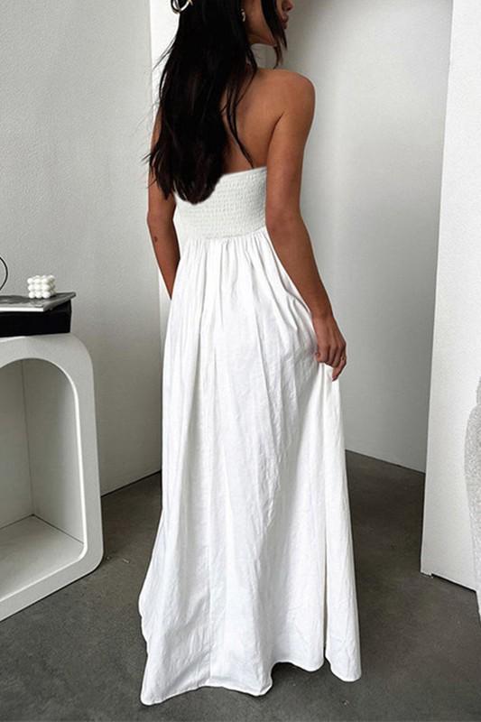 Strapless white maxi dress