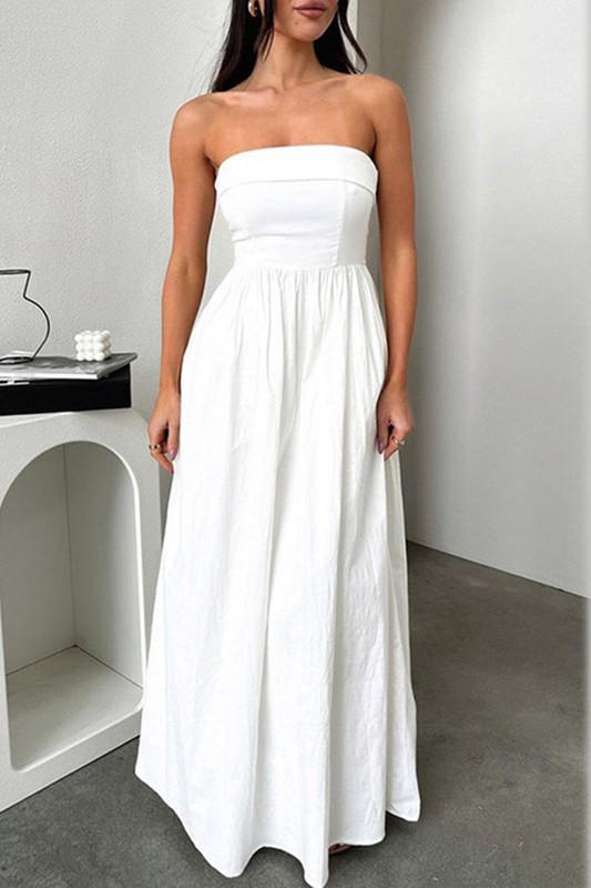 Strapless white maxi dress