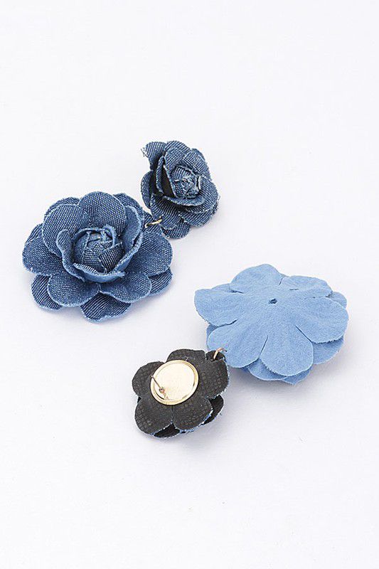 Dark denim flower earrings