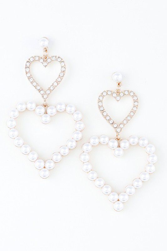 Pearl heart drop earrings