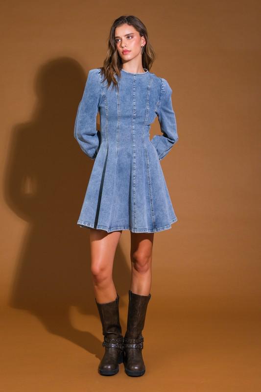 Denim Long Sleeves Short Dress