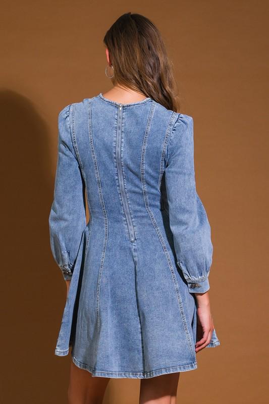 Denim Long Sleeves Short Dress