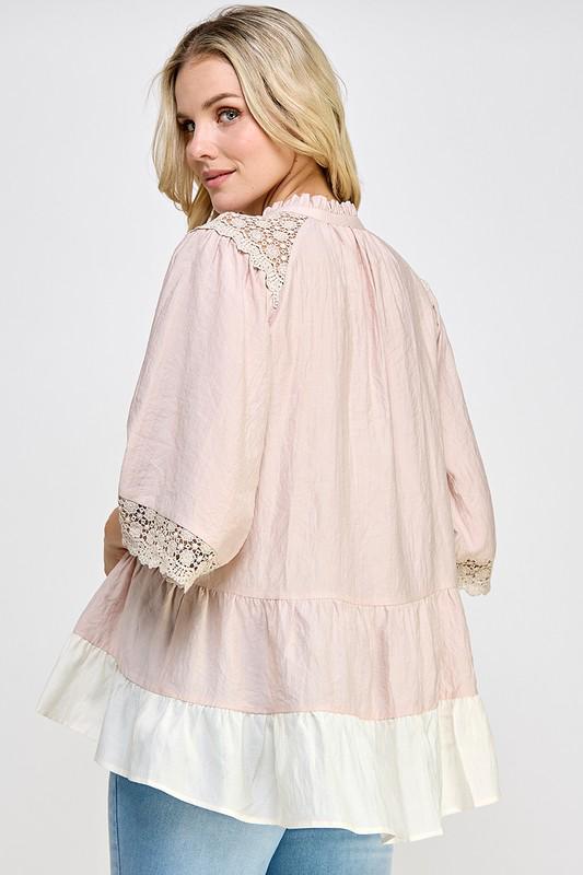 Victorian Mauve Eyelet Details Top