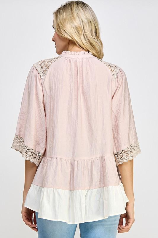 Victorian Mauve Eyelet Details Top