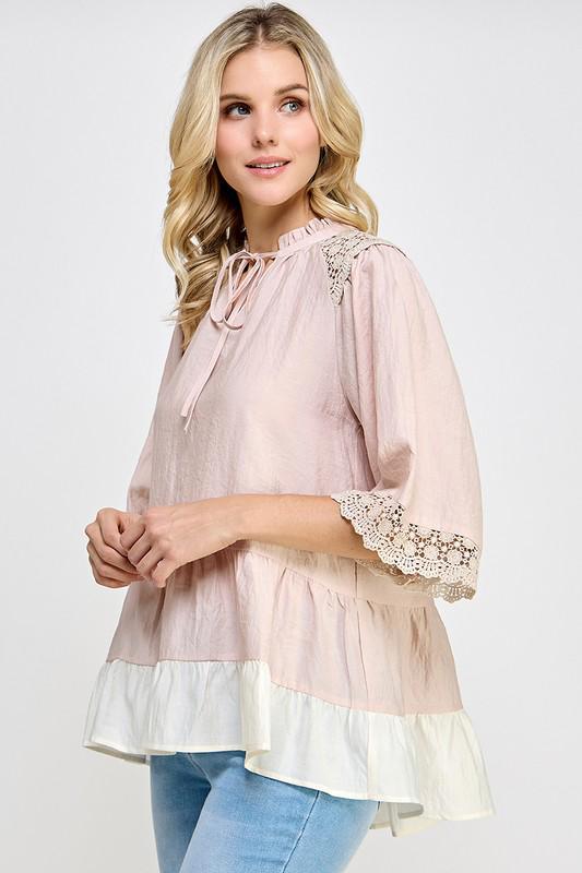 Victorian Mauve Eyelet Details Top