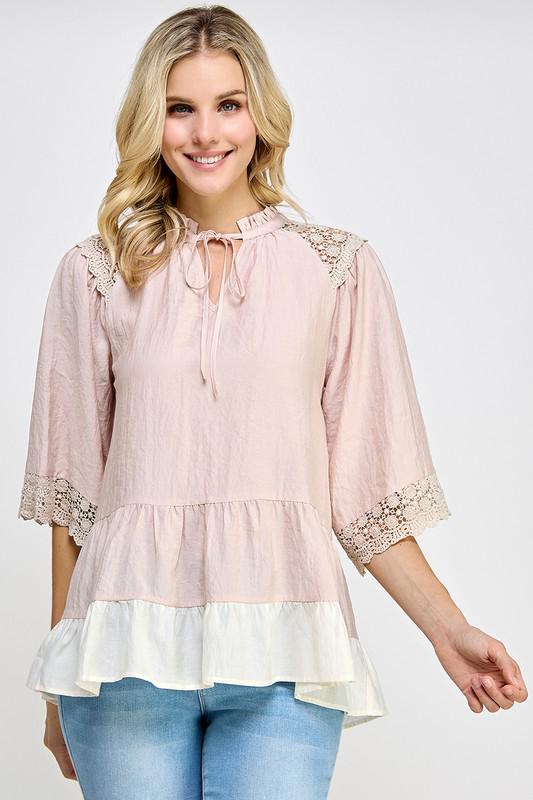 Victorian Mauve Eyelet Details Top