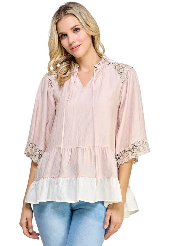 Victorian Mauve Eyelet Details Top