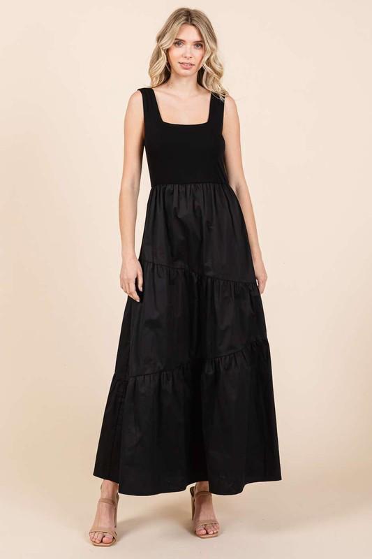 Classic Black Tiered Maxi Dress