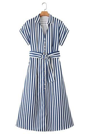 Nautical Stripes Belted Dress