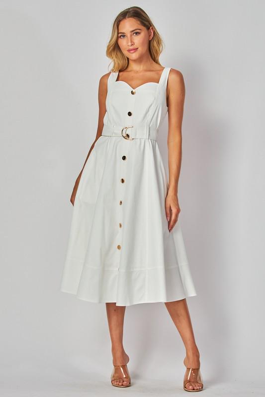 White Belted Maxi Dress