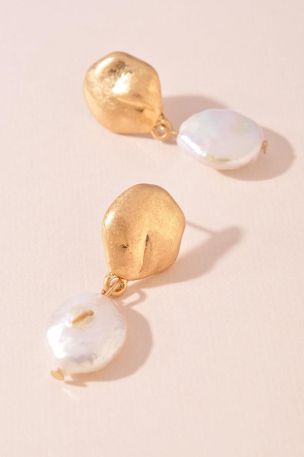 Freshwater coin pearl earrings