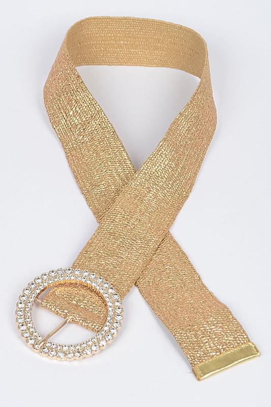 Rhinestone gold elastics belt