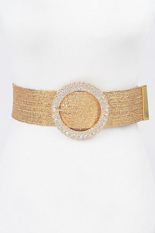 Rhinestone gold elastics belt