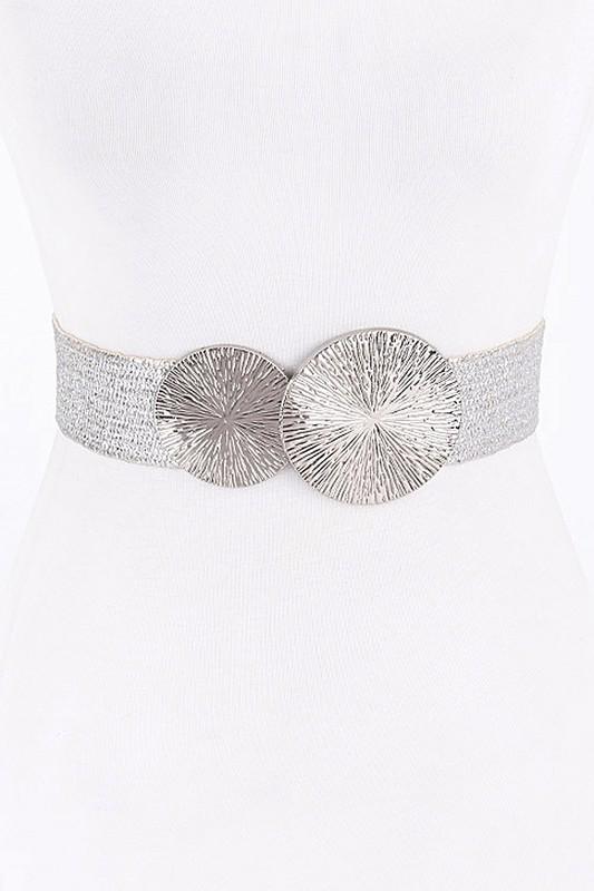 Round metal buckle stretch belt