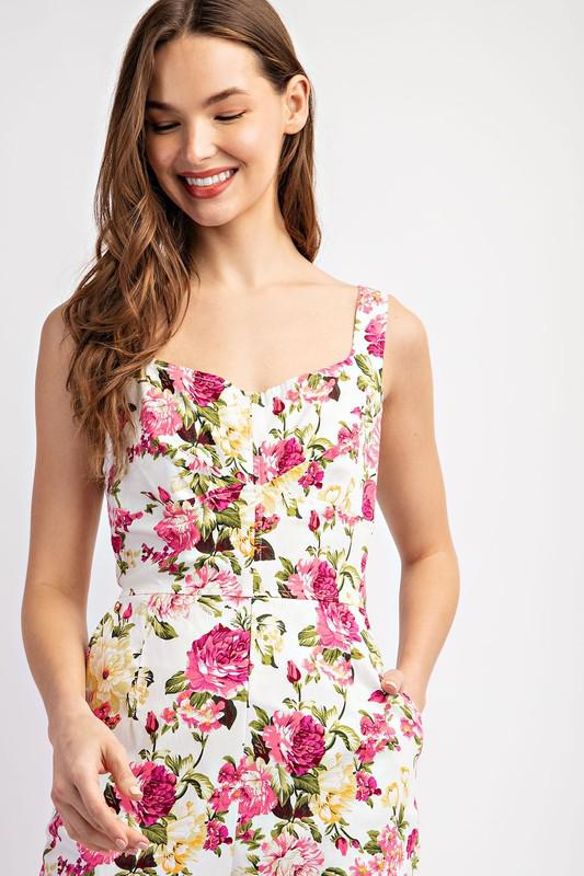 Floral Printed Sleeveless Jumpsuit