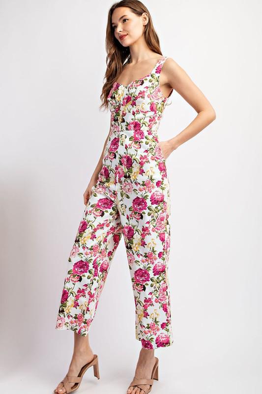 Floral Printed Sleeveless Jumpsuit