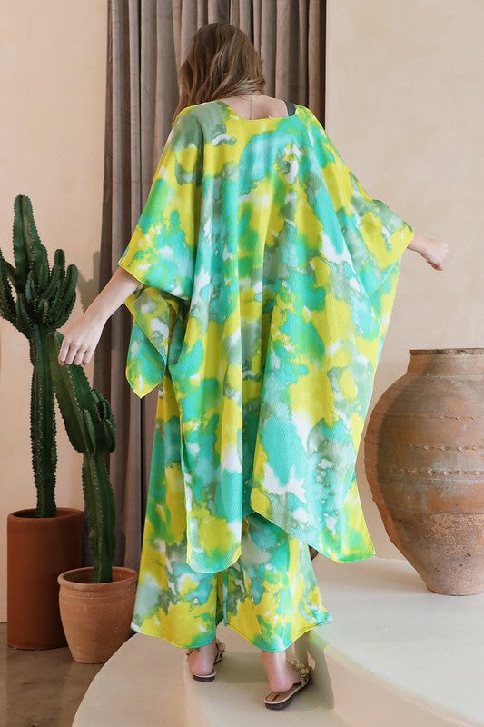 Green-yellow tie dye palazzo