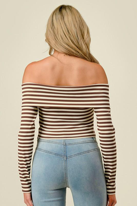 Striped Off-Shoulder Knit Top