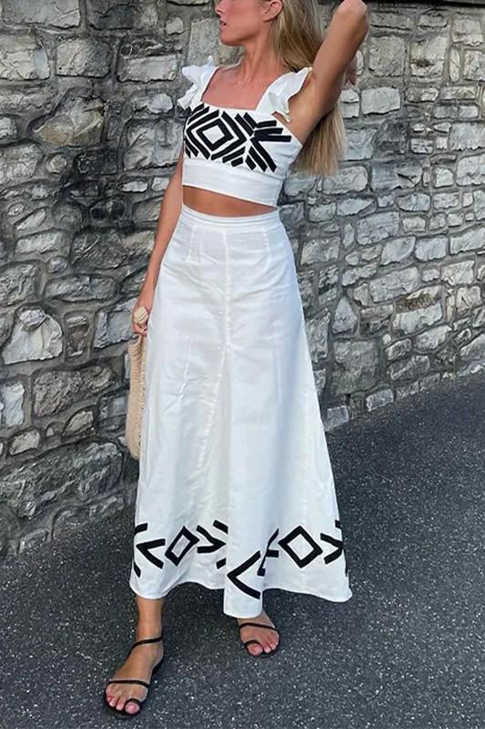 White and Black Maxi Set