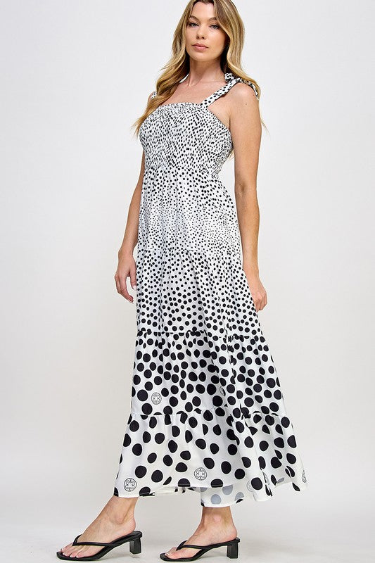 Polka Dot Black & White Strap Dress