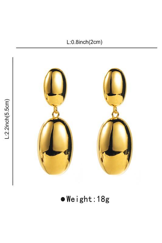 Golden Oval Drop Earrings