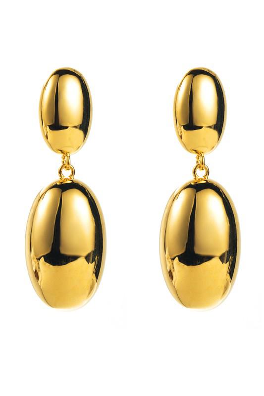 Golden Oval Drop Earrings