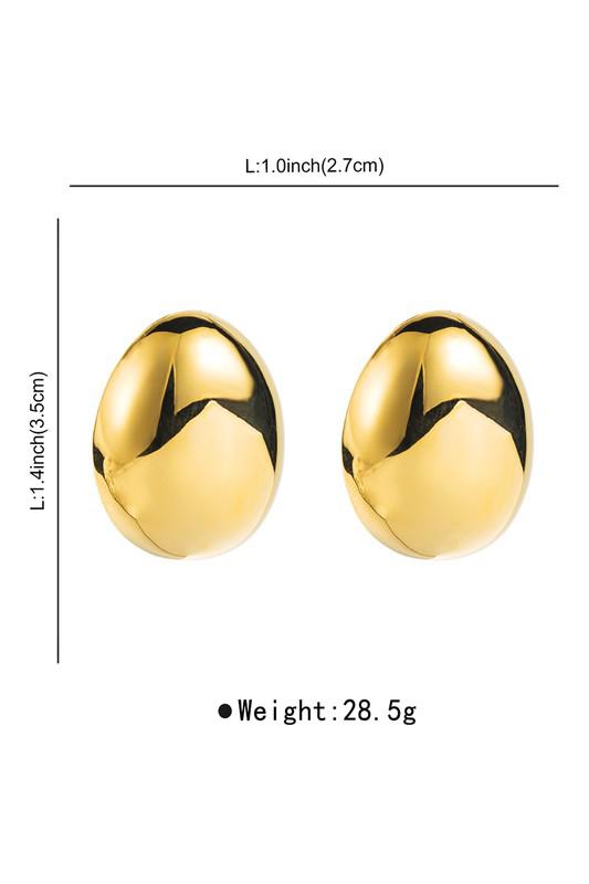 18K Gold Plated Copper Oval Dome Earrings