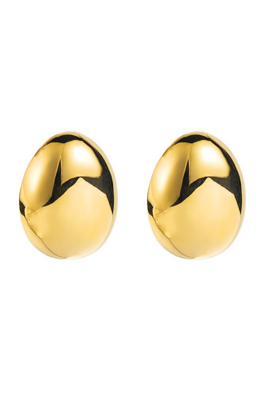 18K Gold Plated Copper Oval Dome Earrings