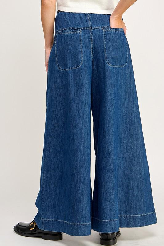 Wide-Leg Denim Pants