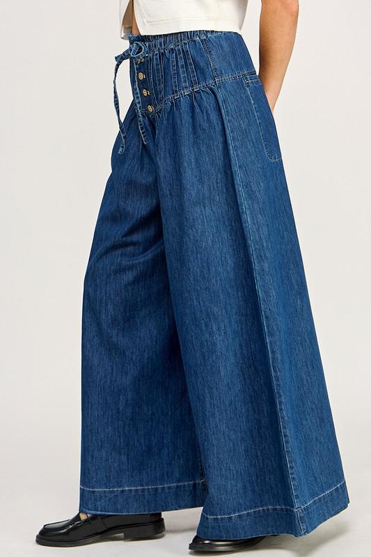 Wide-Leg Denim Pants