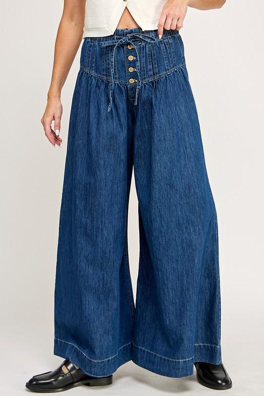 Wide-Leg Denim Pants