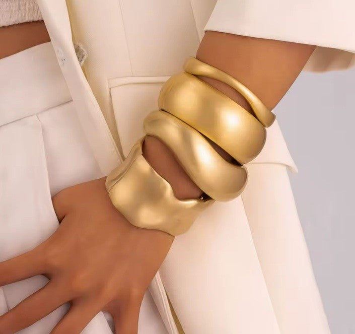 Punk Frosted Matte Metal Chunky Bangle