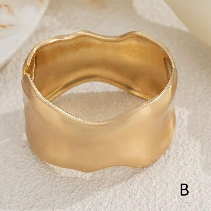 Punk Frosted Matte Metal Chunky Bangle