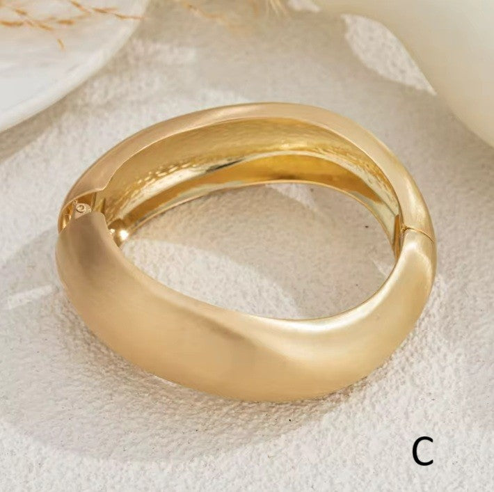 Punk Frosted Matte Metal Chunky Bangle