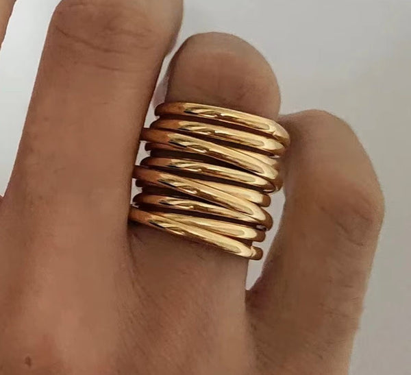 18k Gold Stainless Steel Multi-layer Ring