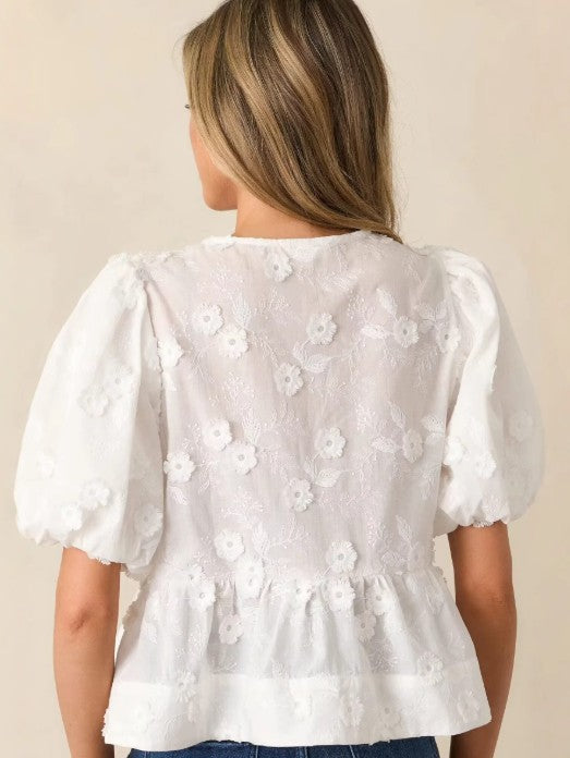 Embroidered Cotton Top And Shorts Suit