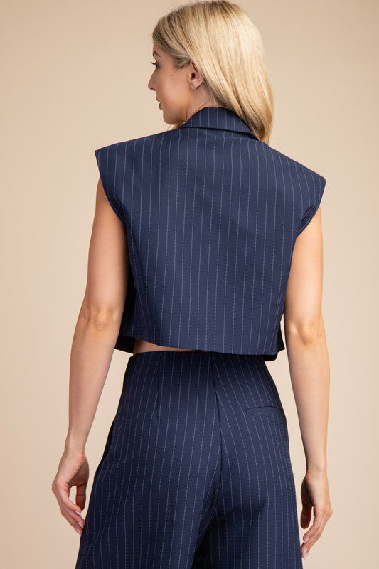 Navy Blue Stripes Vest