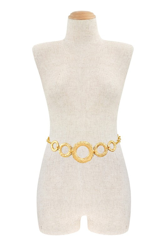 Hammered metal roundel chain belt