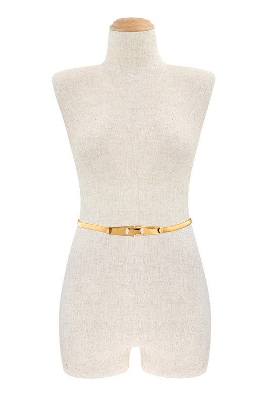 Square metallic elastic gold belt