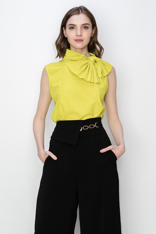 Grass high neck sleeveless top