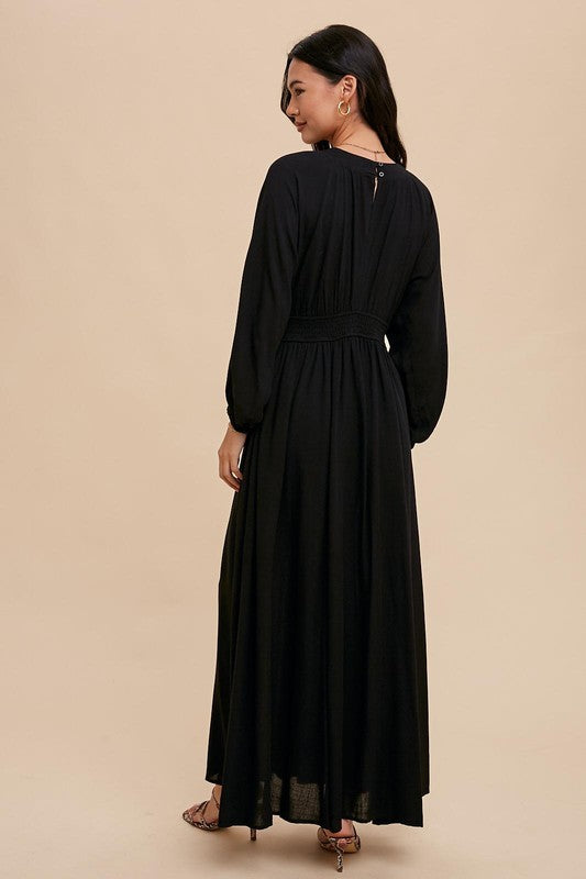 Black V-neck Maxi Dress