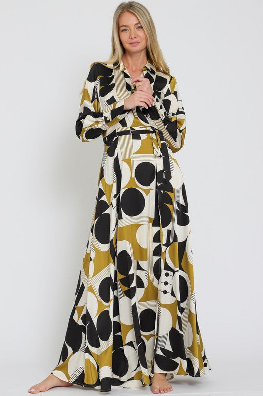 Long Sleeve Wrap Maxi Dress