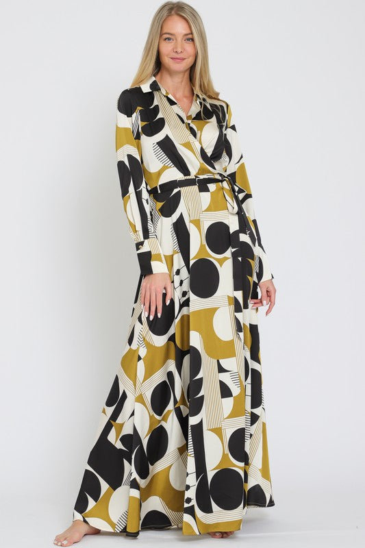 Long Sleeve Wrap Maxi Dress