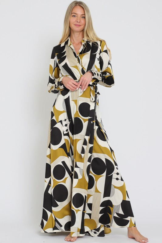 Long Sleeve Wrap Maxi Dress