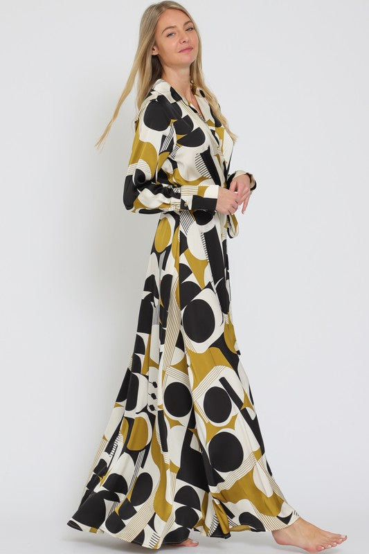 Long Sleeve Wrap Maxi Dress