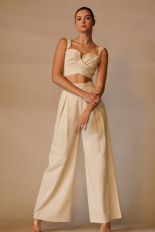 Linen Pleated Pant With Hidden Hook And Pockets