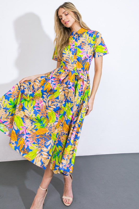 Royal yellow floral dress