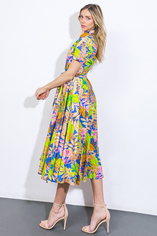 Royal yellow floral dress