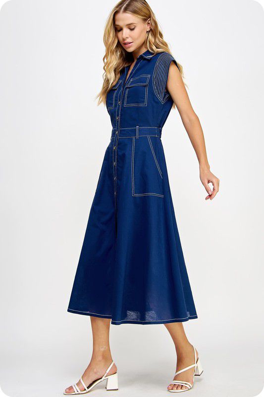 Top slitch sleeveless midi dress (Preorder)