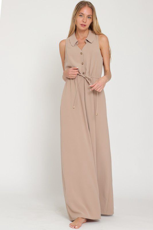 Mocha elegance wide leg  jumpsuit (Preorder)